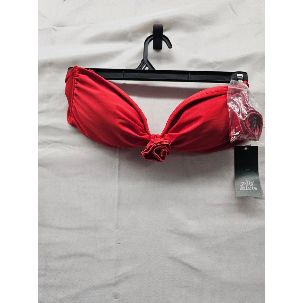 Wild Fable Womens Bandeau Bikini Top Red Nylon Blend Size Large
